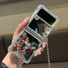 Minnie Rhinestone Bracket Applies To Samsung ZFlip7 Mobile Phone Case Folding Mirror Zflip6 Messenger Chain Protective Case