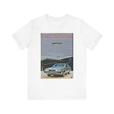 Tričko Mitsubishi Sapporo, Darček pre automobilového nadšenca, Retro tričko, Unisex tričko s okrúhlym výstrihom SS