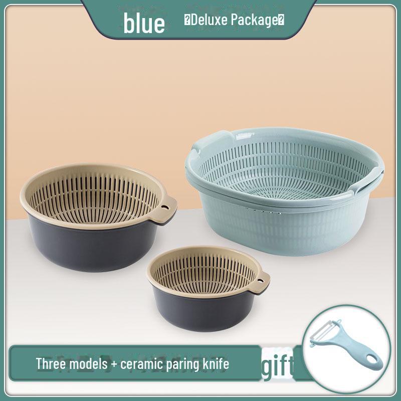 Double-Layer Plastic Drain Basket: Enlarged Kitchen Basin & Fruit Plate