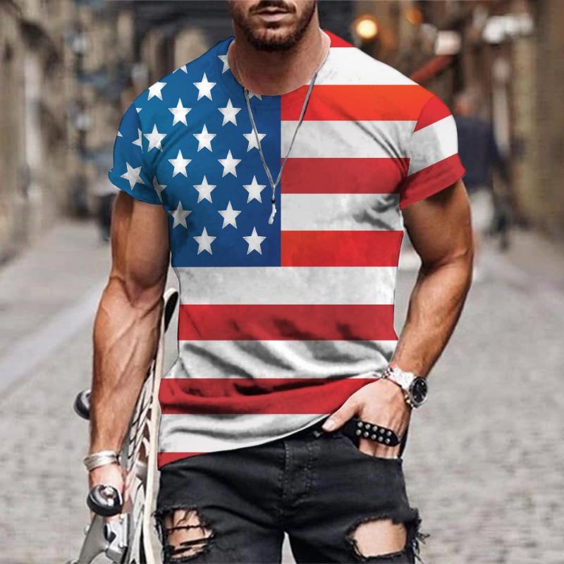 Spring Summer Round Neck Short Sleeve 3D Digital Printed T-shirt Fashion Youth Letter Printed T-Shirts