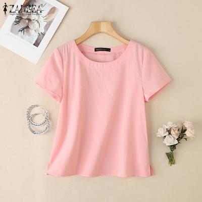 Women Casual Round Neck Summer Cotton Short Sleeve T-Shirts