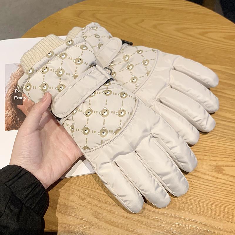 Ski Gloves for Women Riding Winter Full Palm Anti Slip Freezing Gloves with Thick Velvet Warm Windproof and Cold Resistant Gloves for Men