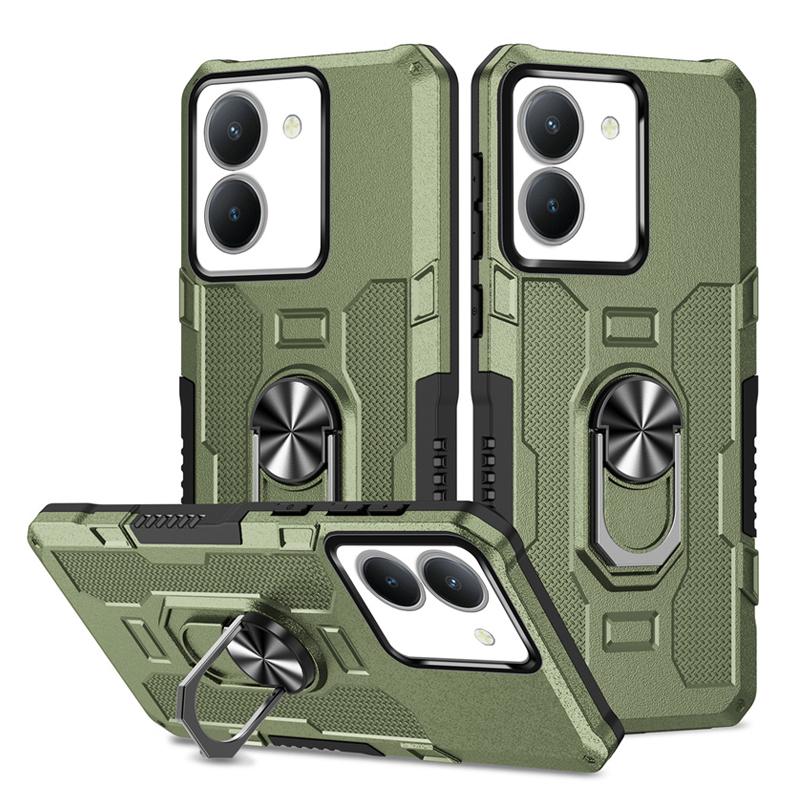 KEYSION Stoßfestes Panzergehäuse für VIVOV Y27 4G Y36 5G, Silikon + PC-Metallringständer, Telefonrückseite für VIVO Y02 Y02A Y02T Y02S