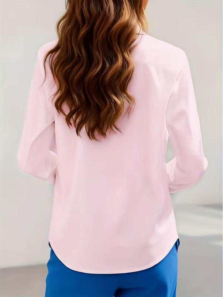 Women's Professional Hidden Placket Button Work Shirt - Office Wear European & American Style