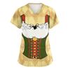 Women's V Neck Short Sleeve Work Shirt with Pockets Oktoberfest Print Medical Scrub Top Nursing Uniform Tee for Healthcare Professionals