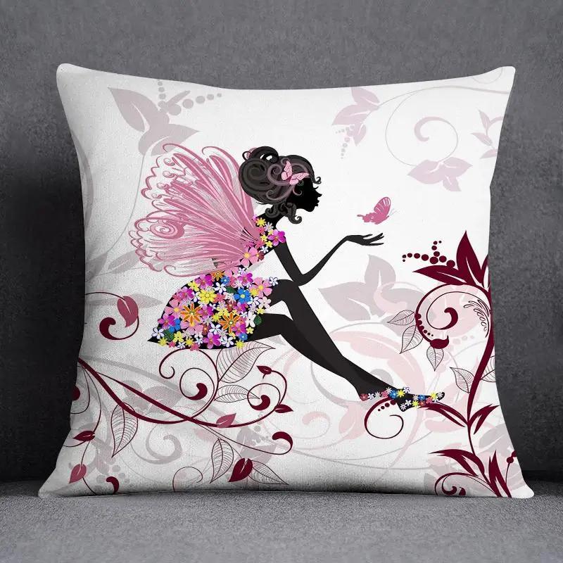 Juste De Coussin Carrée À Motif Papillon, Taie D'oreiller, Série Rose, Décoration De Bureau À Domicile