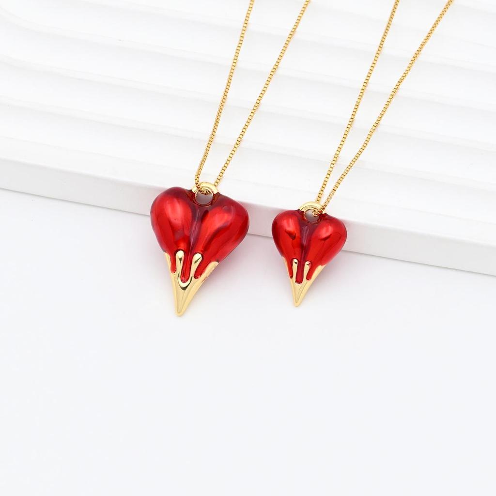 Xiyin 3D Drip Oil Heart Pendant Necklace Jewelry Accessories