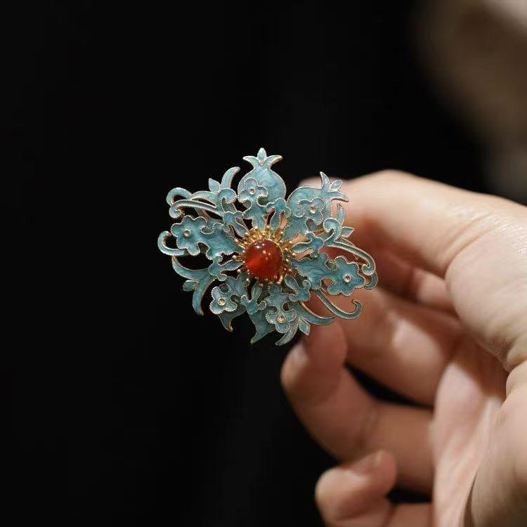 Qiuyue Chun Tang-Style Ming Dynasty Hanfu Enamel Flower Hairpin