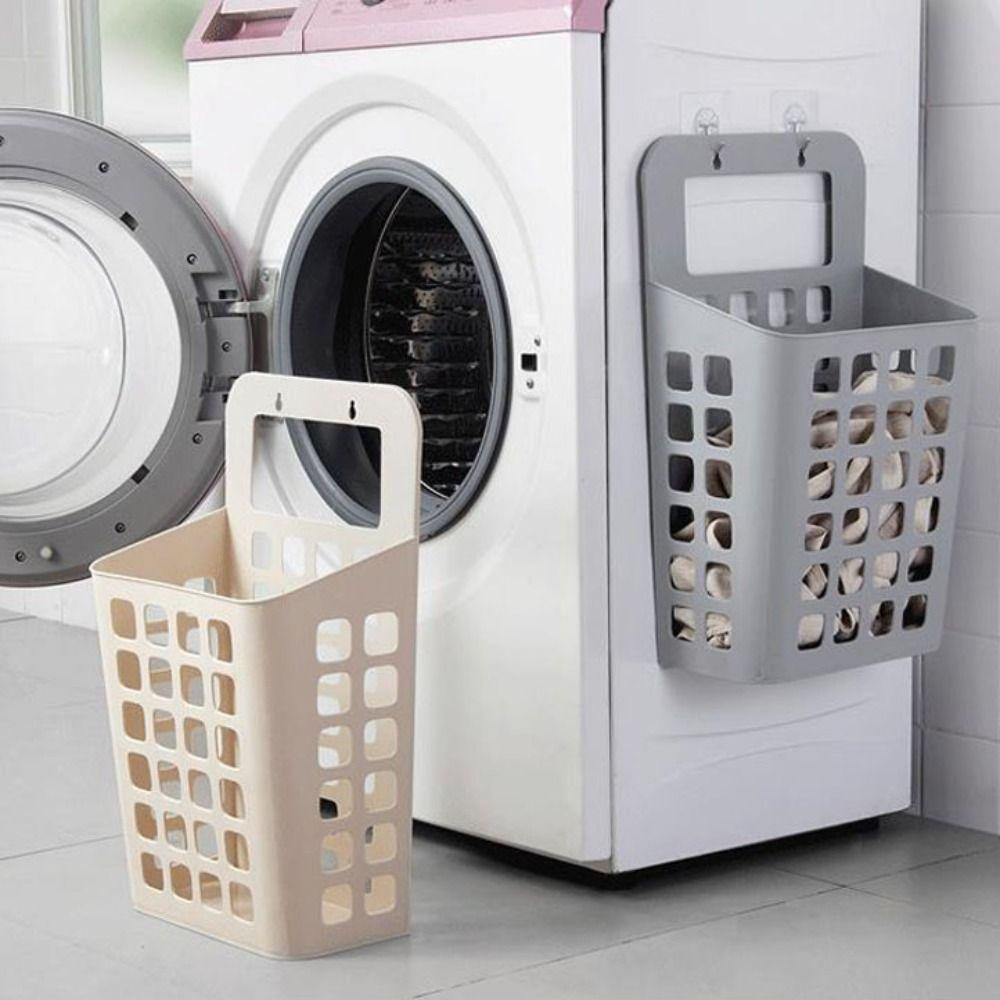 Folded Hanging Laundry Basket Draining Holes Dirty Laundry Organizer  Bedroom Closet