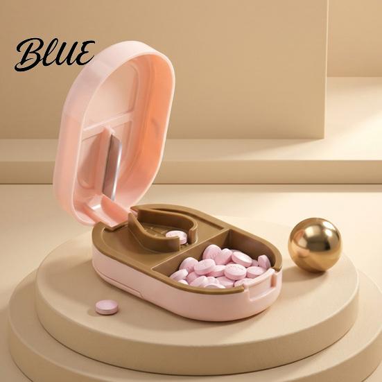 Daily Pills Organizer with Blade Pill Cutter Splitter Moisture-Proof Separate