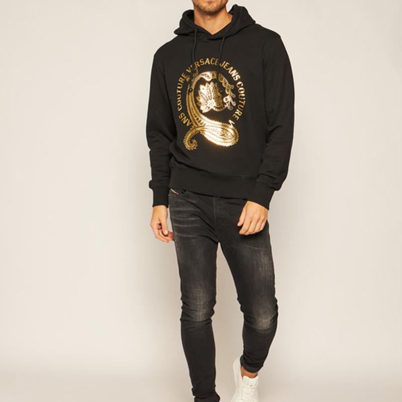 VERSACE JEANS COUTURE Hooded Sweatshirt Spring Fall Men's Black B7GZA7EC-30310-K42