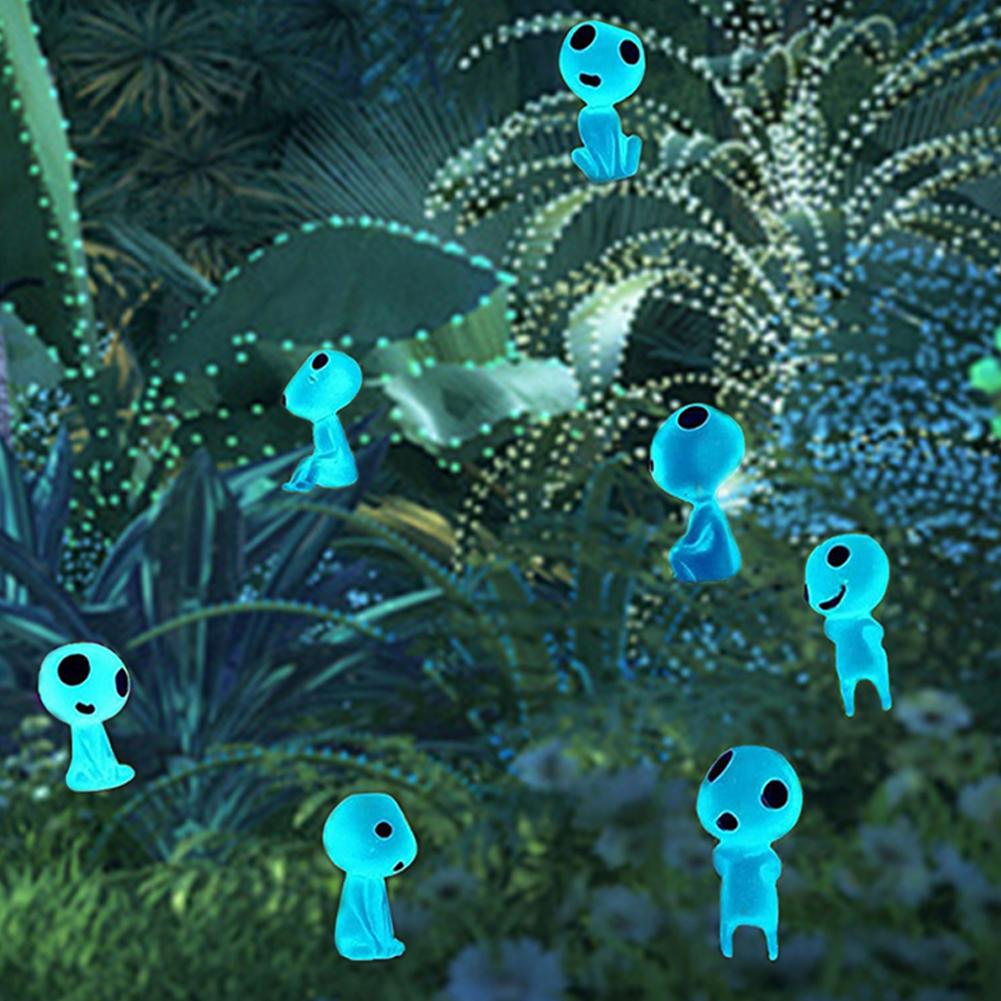 20Pcs Luminous Elves Mini Figurines Fish Tank Decor Kodama Glow In The Dark Figures Garden Micro Flower Potted Landscape Ornamen