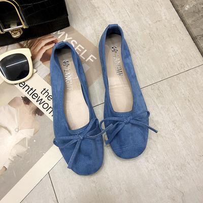 SUEDE BOW BALLET FLATS Single Shoes Women Candy Color Bow Flat Shoes Soft Comfortable Lady Ballet Flats Shoes Loafer