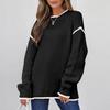 Women's Fashion Color Blocked Round Neck Long Sleeved Knitted Sweater Pullover Sweater Top