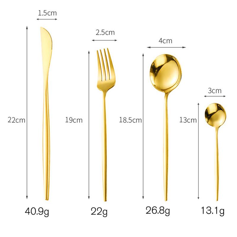 24 Pieces Stainless Steel Luxury Tableware Cutlery Set Gold Tableware Set Knife Fork Spoon Dishwasher Portable Tableware