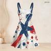 Women Plus Size Off Shoulder Strappy Sleeveless Dress Red White Blue Star Printed Fitted Waist Flared Hem