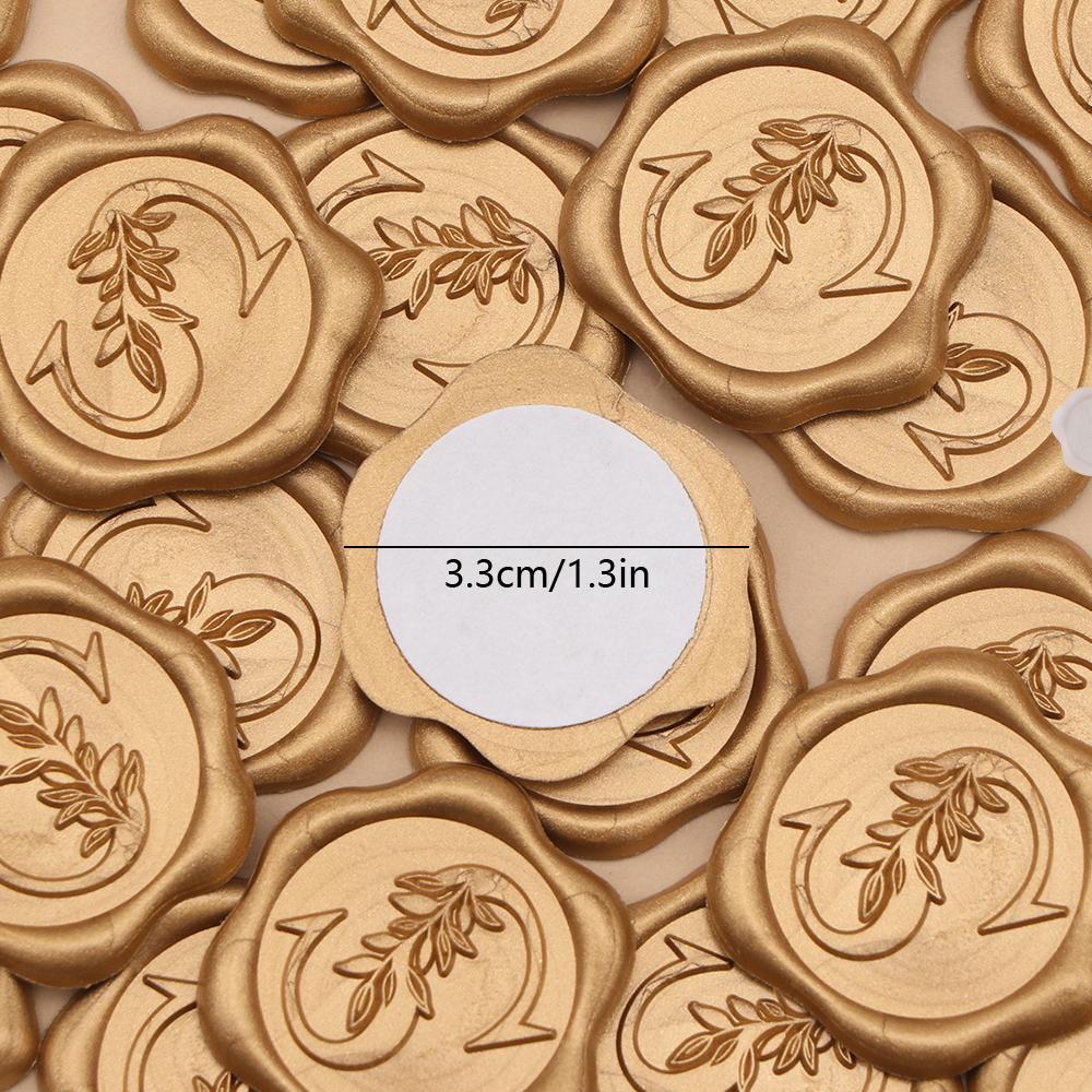 100 Pack Letter S Wax Seal Stickers - Antique Gold Botanical Leaves Initial Alphabet Self-Adhesive Wax Stickers for Wedding Part
