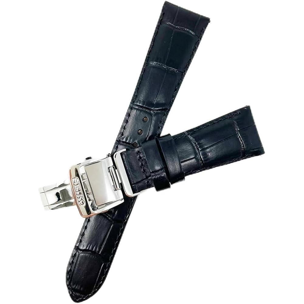 Seiko Time Lab Co., Ltd. SEIKO Watch Strap, Black Calf Leather, D-Buckle, Men s · Watch Cloth (wi...