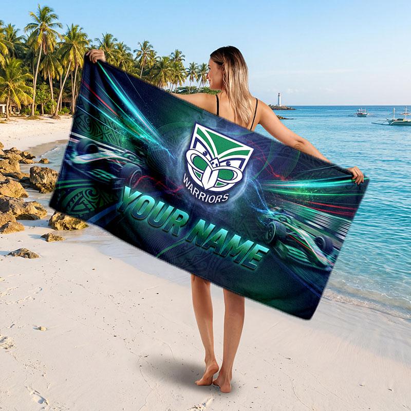 Wigan Warriors Customized Name Text Beach Towel, Soft Absorbent Towel Beach Pool Travel Personal Gift