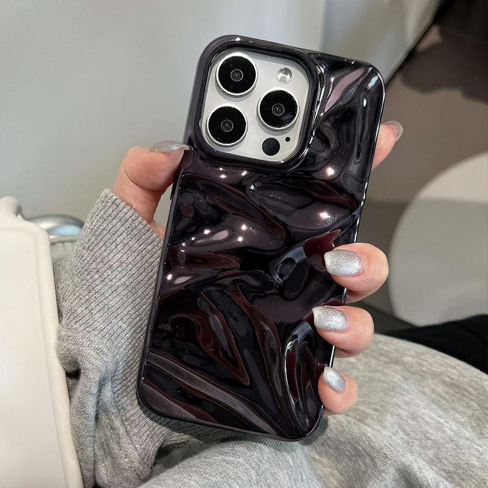 3D Plating Water Ripple Pattern Case For For Iphone 17 Air 16 15 14 13 12 Pro Max Plus 11 Soft Shockproof Protective Cover