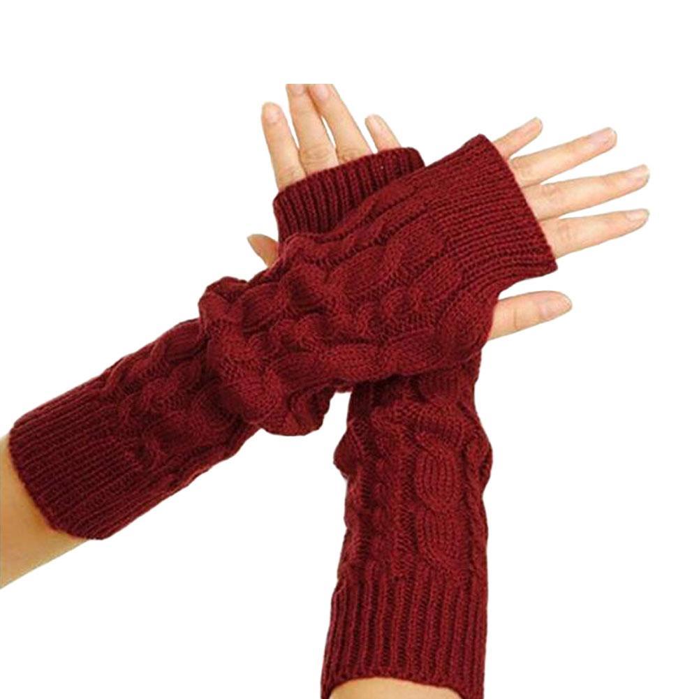 Women Knit Long Fingerless Gloves Fashion Arm Wrist Sleeve Hand Warmer Girls Casual Half Black Over Elbow Punk Gothic Mittens