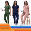 V-neck Short-sleeve Unisex Nurse Uniform Set: Skin Management Handwashing Garments and Operating Room Isolation Gown.