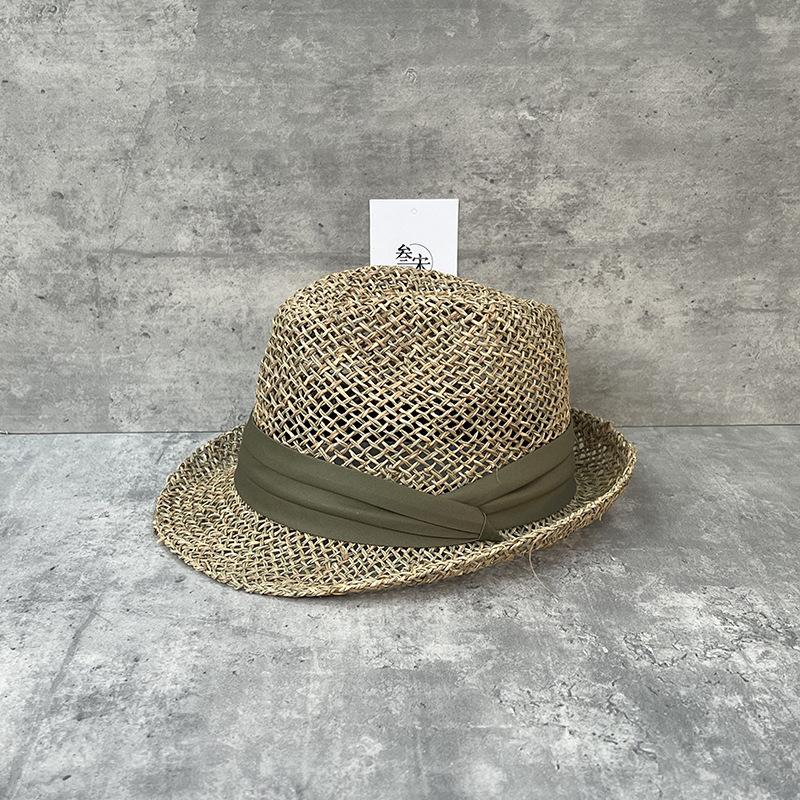 25 Natural Salty Straw Woven Hollow Straw Hats For Men And Women Summer Vacation Seaside Curled Panama Top Hat