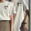 2023 Trendy Unisex Cotton T-Shirt with Heart Design - Short Sleeve, Loose Fit, Stylish Couples' Wear