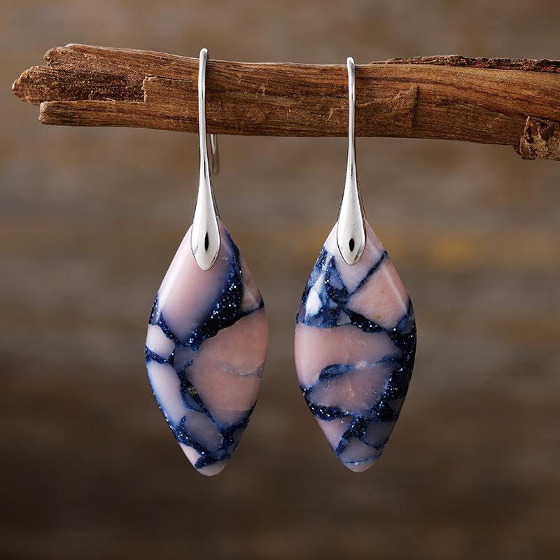 Bohemian Emperor Stone Leaf Pendant Earrings Popular Jewelry