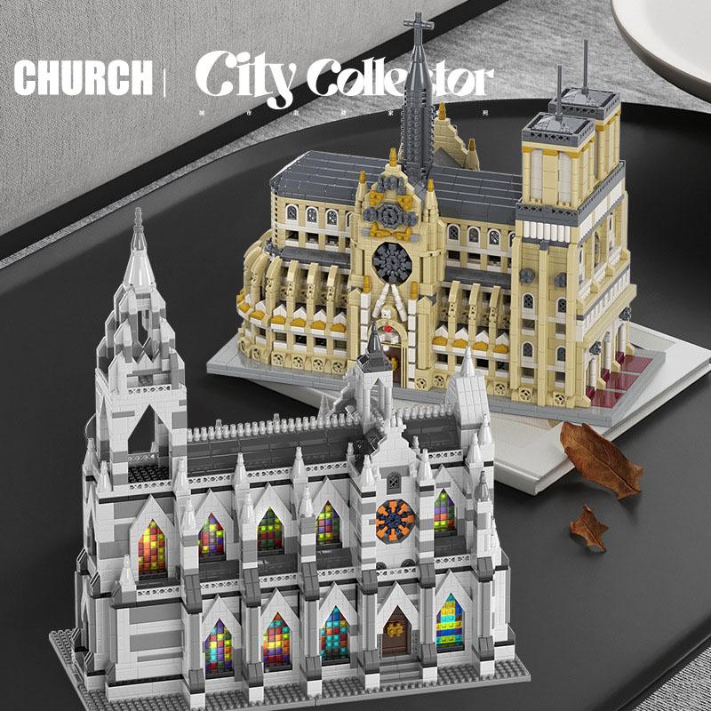 Stadt Notre-Dame de Paris Architektonisches Set Bausteine Mini-Bausteine Set Kölner Dom Sammlerstück Kirchenmodell Spielzeug Geschenke