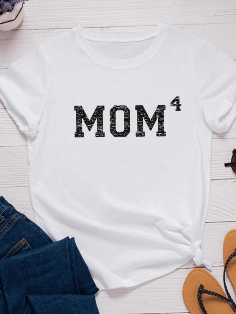 Mom 4th Power Print Women T Shirt Short Sleeve O Neck Loose Women Tshirt Ladies Tee Shirt Tops Clothes Camisetas Mujer