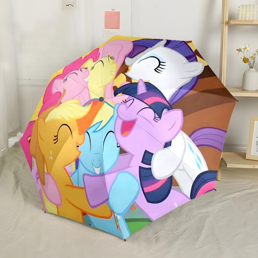 My Little Pony Friendship Portable Automatic Umbrella Folding Umbrella with 8 Ribs Sturdy Construction All-Season Use Fashion Lovers Gift