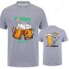 Fashion Skeleton Enjoying FRIDAY Beer Day Tees Back Print Men's T-Shirt Finally Friday for Drink Lover Male Oversized Clothing