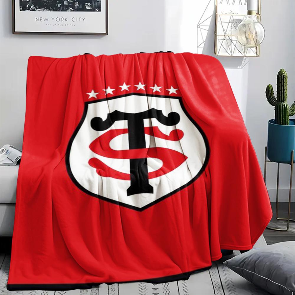 1 Stück Stade Toulousain Aufdruck Flanelldecke, Hohe Qualität, Bequem für alle Jahreszeiten, Heimdekoration, Wärme und Komfort, Perfekt für Weihnachtsgeschenke178