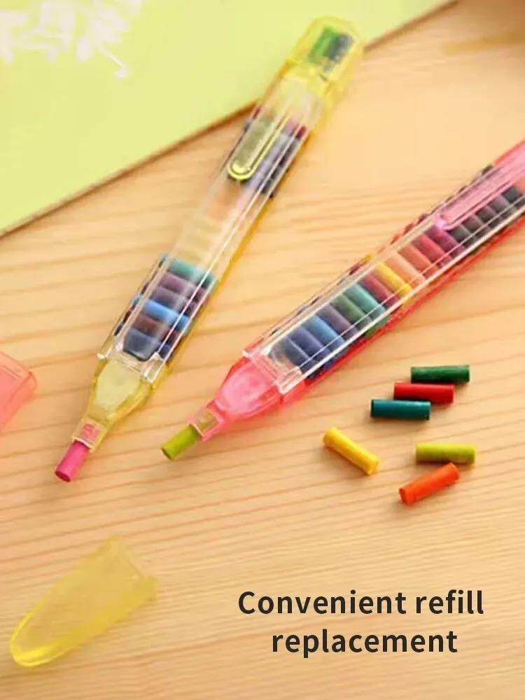 1pc 20 Color Interchangeable Core Oil Painting Crayon Best Colored Crayon Student's Washable Paintbrush Fancy Graffiti Painting