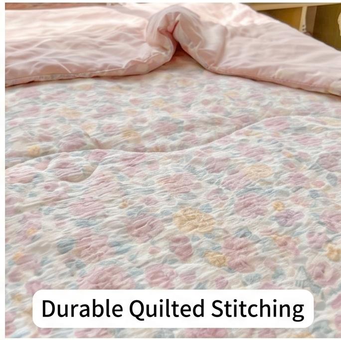 Exquisite Lace Crinkle Gauze Cotton Summer Quilt Skin-Friendly Washable Multi Size Bedding For Cozy Bedroom Summer Sleeping