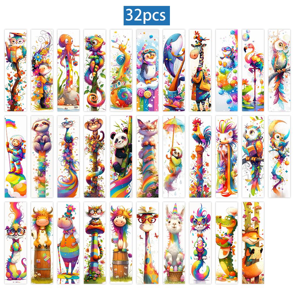 

32pcs, Abstract watercolor animal bookmarks, Christmas, Halloween, suitable for teachers, readers, birthday gifts.