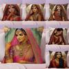 Indian Dancer Hot Cushion Cover Natural Linen Pillow Case Double-Sided Print Decorative Sofa Pillowcase Home Decor Gift