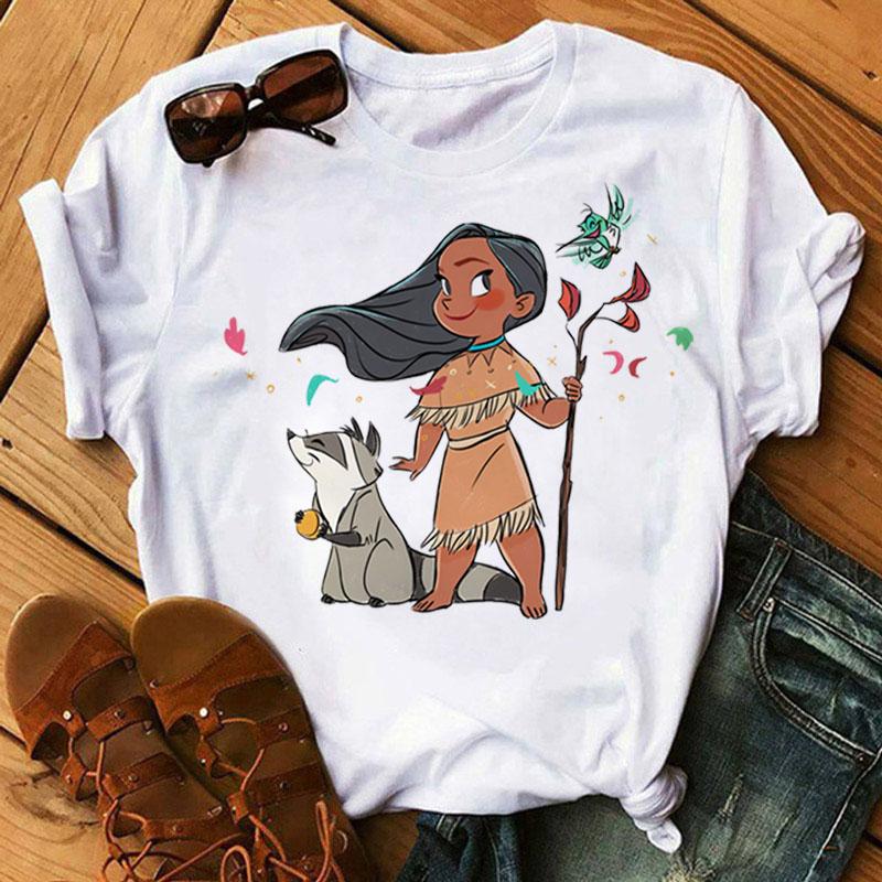 Disney Cartoon Princess Printed Women T-shirt Kawaii Graphic Printed T Shirt Summer Casual Short Sleeve Female Tops Tshirt Tees