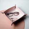 Foldable PU Leather Storage Box Desktop Cosmetic Jewelry Storage Tray Home Office Keys Coins Storage Organizer
