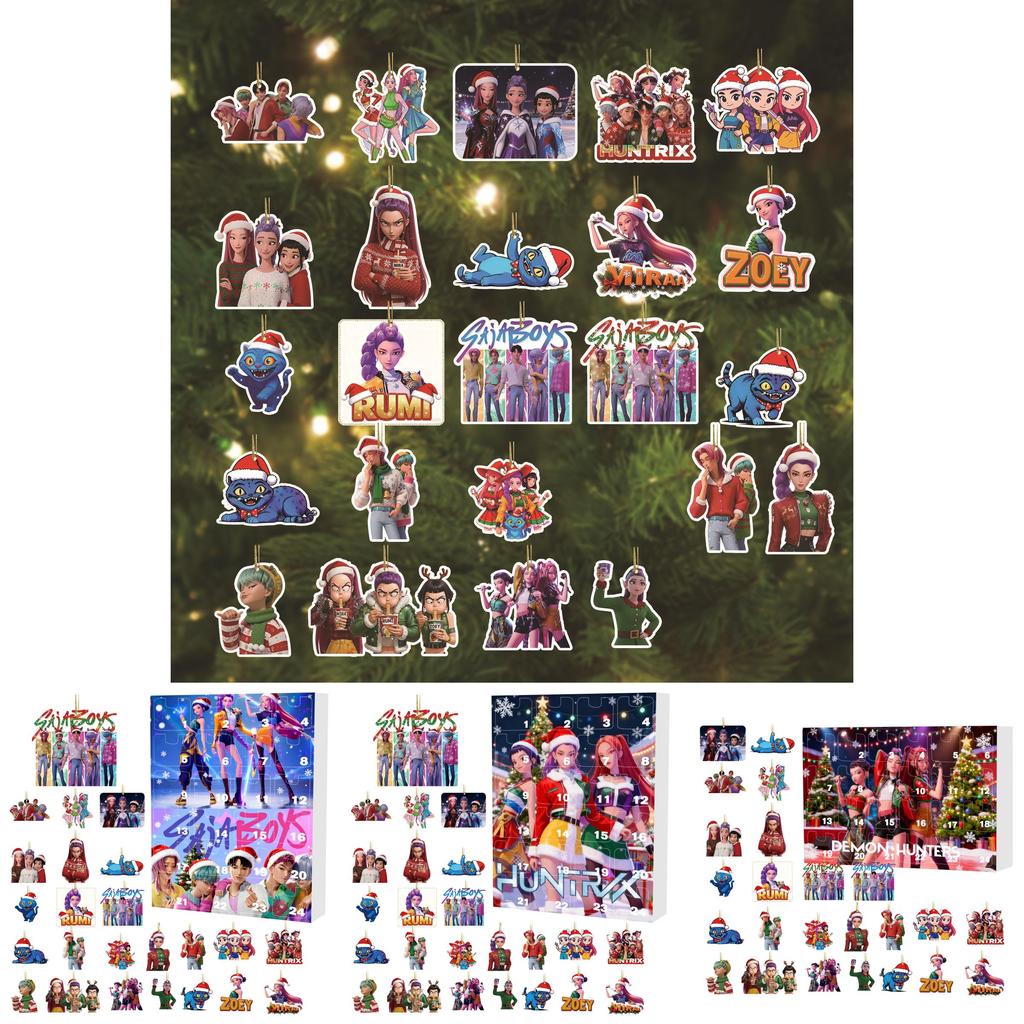 Kpop Demon Hunters Christmas Countdown Calendar Acrylic Wall Hanging Gift For Teens