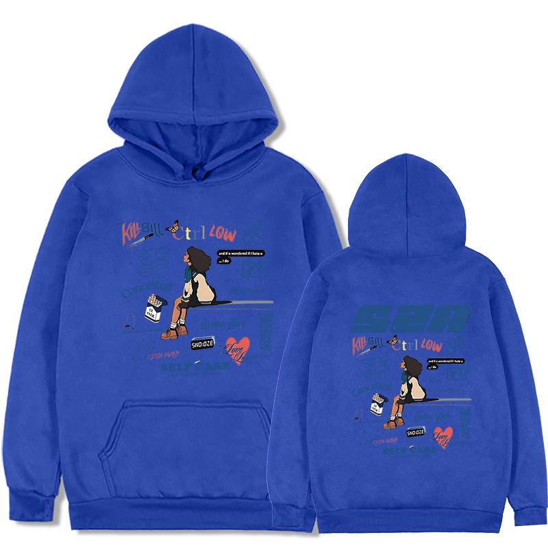 SZA Music Album SOS Print Hoodie Women Unisex Hip Hop Vintage O