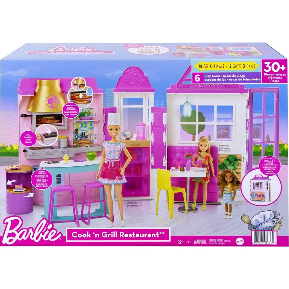 Barbie Grill Restaurant Playset with Doll and Accessories for Ages 3 and Up