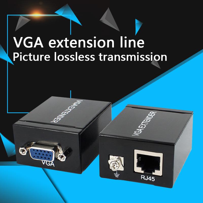 

1 шт. новый одиночный сетевой кабель RJ45 Cat 5e/6 до 60 м, удлинитель сигнала VGA, поддержка полного 3D 1080P, адаптер-репитер для мультимедиа