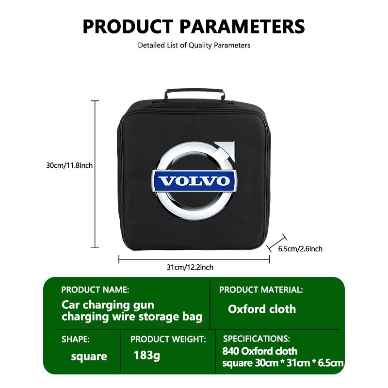 Voor Volvo Auto Laadkabel Opbergtas Stekkers Laadpistool Organizer Accessoires V60 V90 S60 S80 S90 C30 XC40 XC60 XC70 XC90 GU9