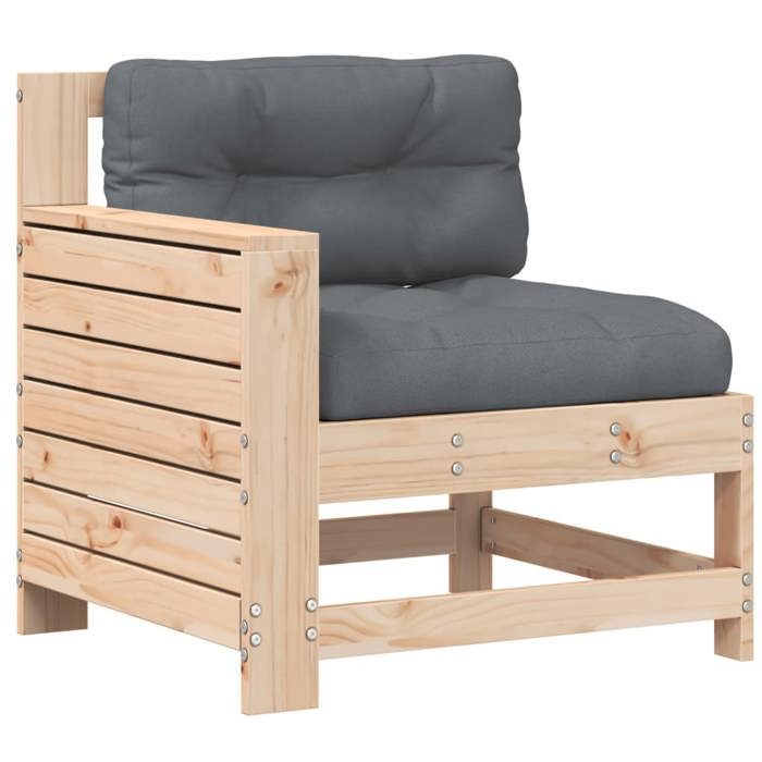 VidaXL Garden Sofa Armrest with Cushion, Seat with Backrest, Patio Terrace Backyard Outdoor Armchair, Wood 844920