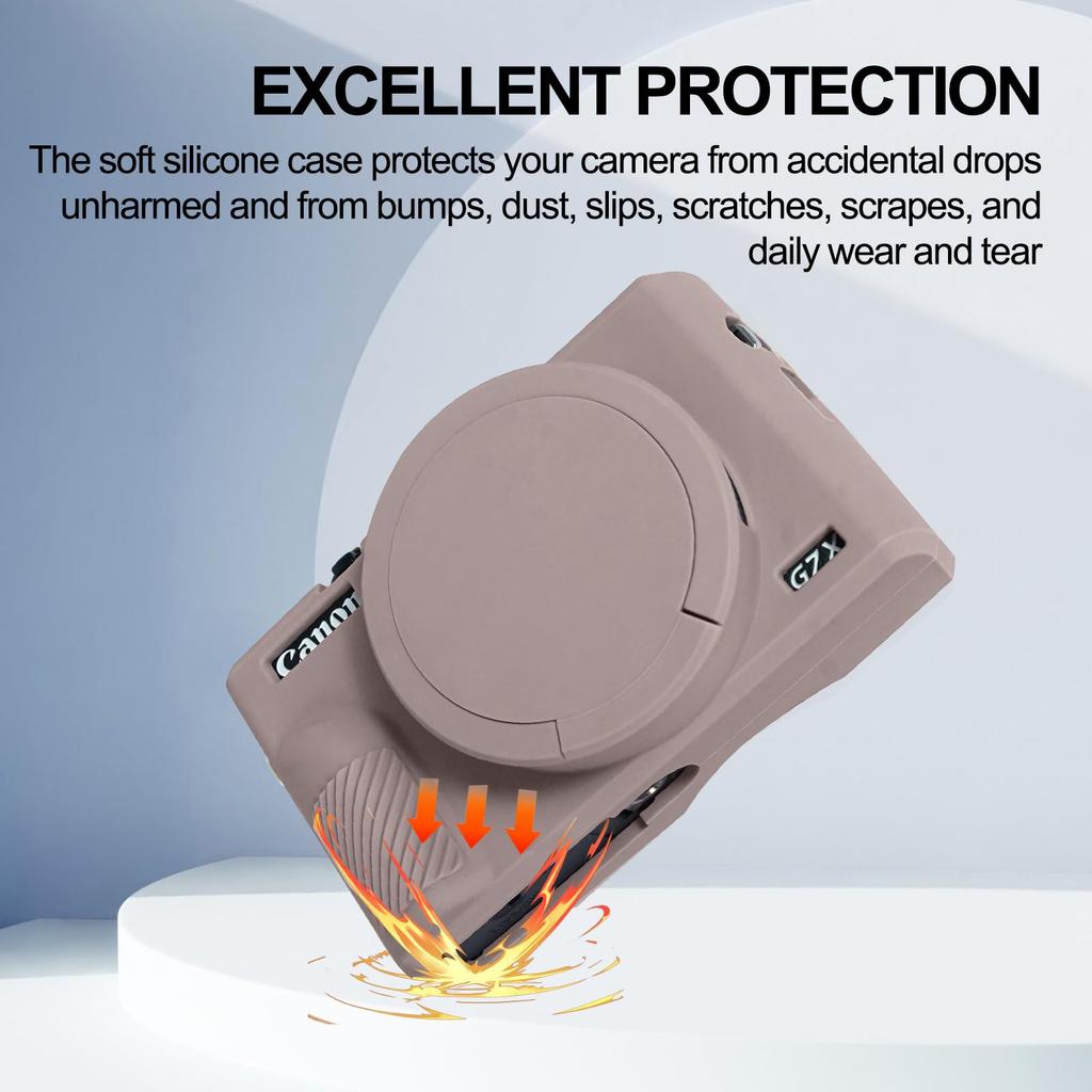 Easy Hood Kameraveske for Canon Powershot G7 X Mark III Digitalt Mykt Silikon Beskyttelsesdeksel med Avtakbart Objektivdeksel for Canon G7XII G7X Mark II