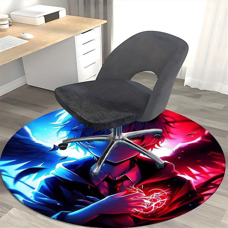 1pc Anime Devil Design Round Carpet - Office Chair Mat, Non-Slip Rug for Home Decor, Living Room, Bedroom, Game Room