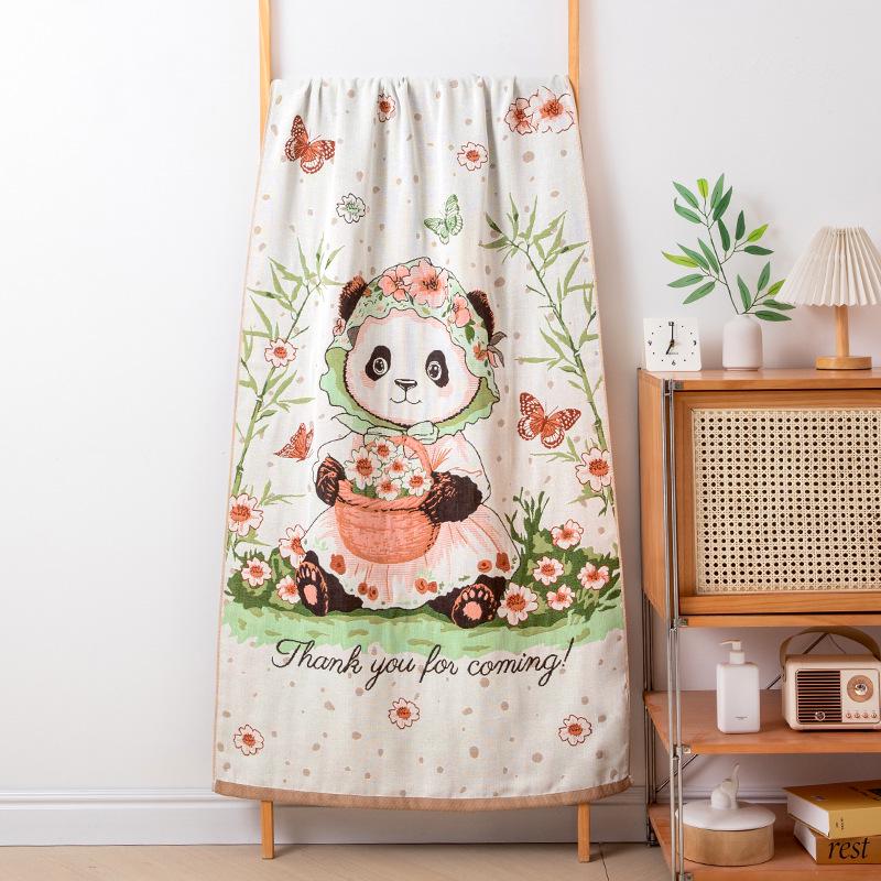 Extra Large Cotton Gauze Cartoon Bath Towel - Soft, Quick-Drying for Adults & Kids