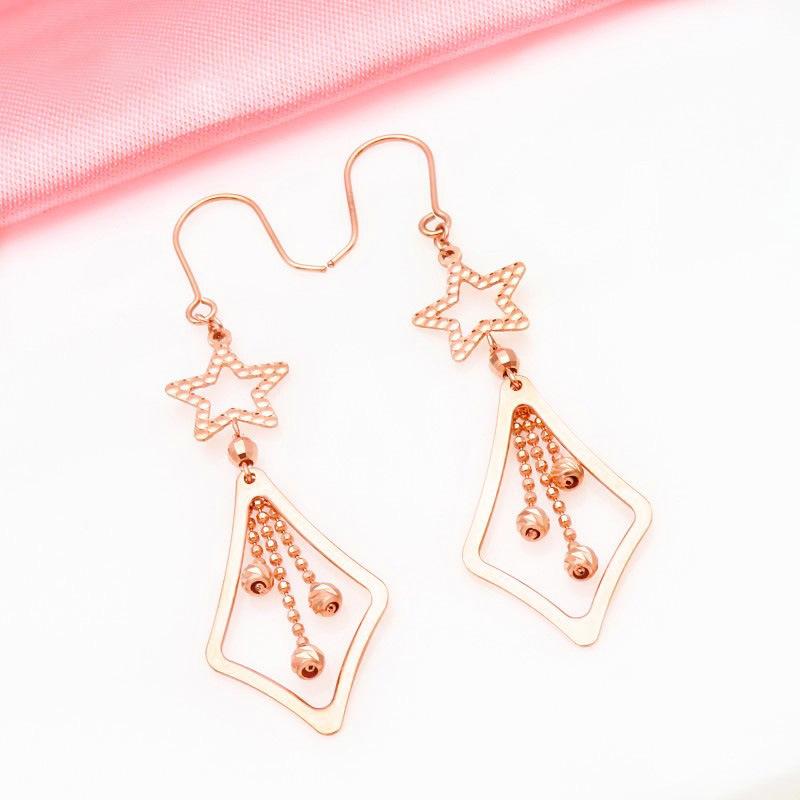 Purple Gold Pure Star Fringed Earrings Rose Gold Plated Light Luxury Foreign Gas Color Gold Earrings